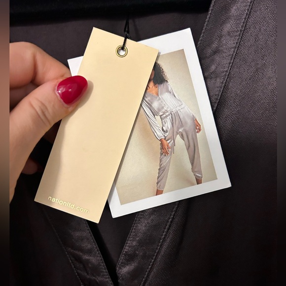 *NWT* NATION LTD Salma Silk/Satin Jumpsuit in Liquid Metal - Picture 6 of 12